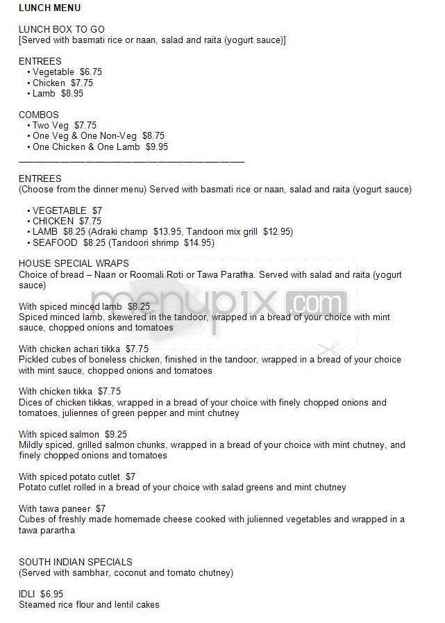 Cafe Spice - Jersey City, NJ menu_pic