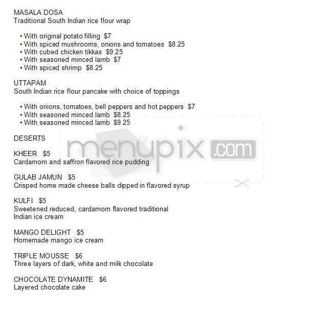 Cafe Spice - Jersey City, NJ menu_pic