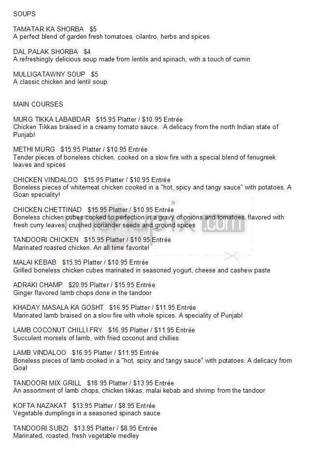 Cafe Spice - Jersey City, NJ menu_pic