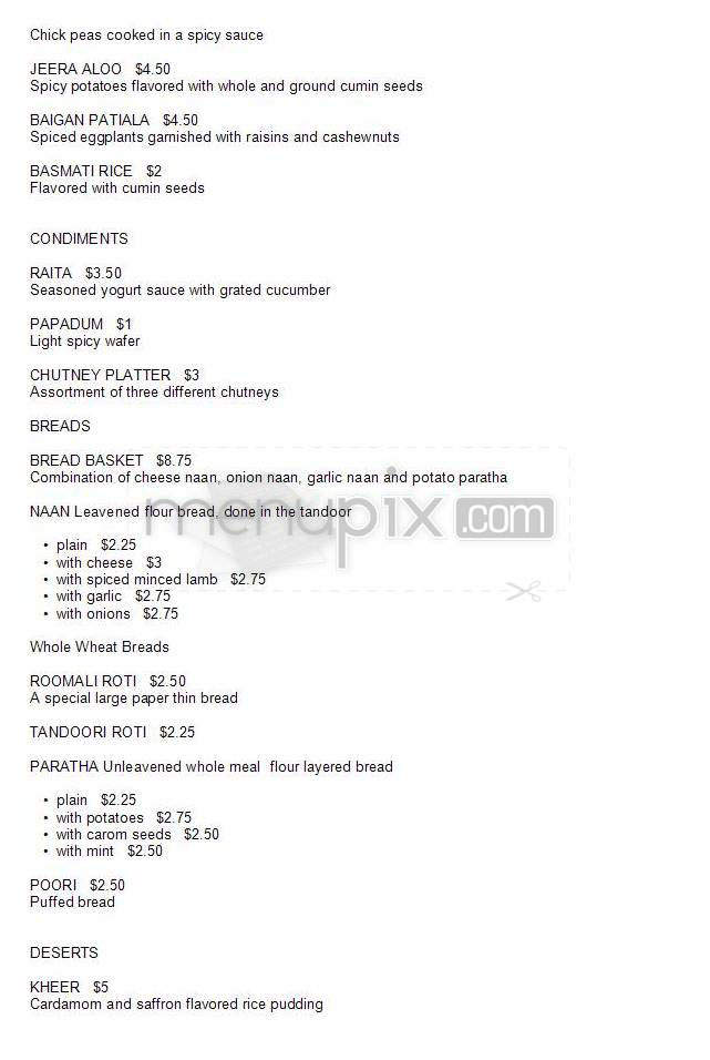 Cafe Spice - Jersey City, NJ menu_pic