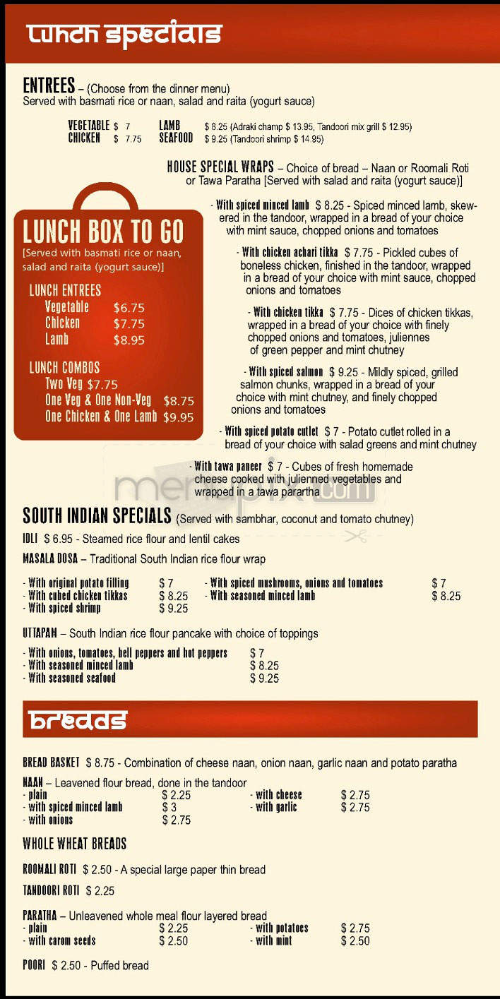 Cafe Spice - Jersey City, NJ menu_pic