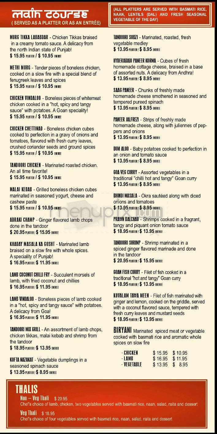 Cafe Spice - Jersey City, NJ menu_pic