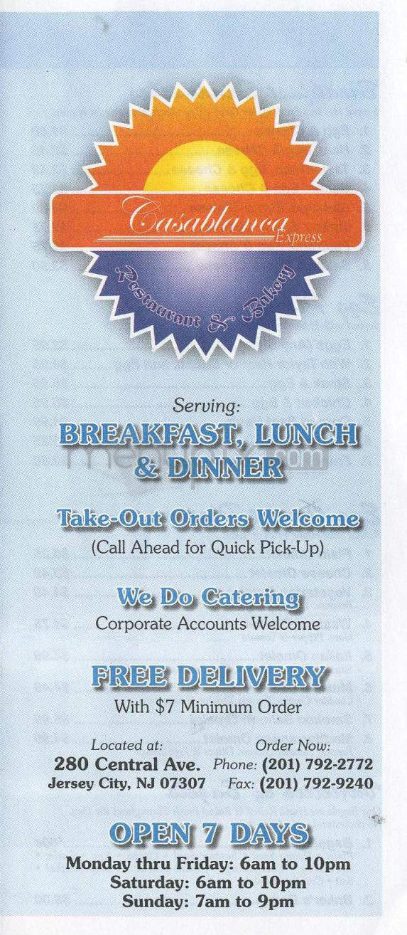 Casablanca - Jersey City, NJ menu_pic