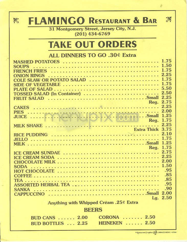 Flamingo Restaurant and Bar - Jersey City, NJ menu_pic