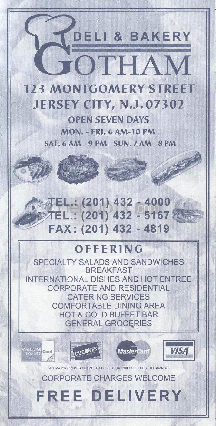 Gotham Deli - Jersey City, NJ menu_pic