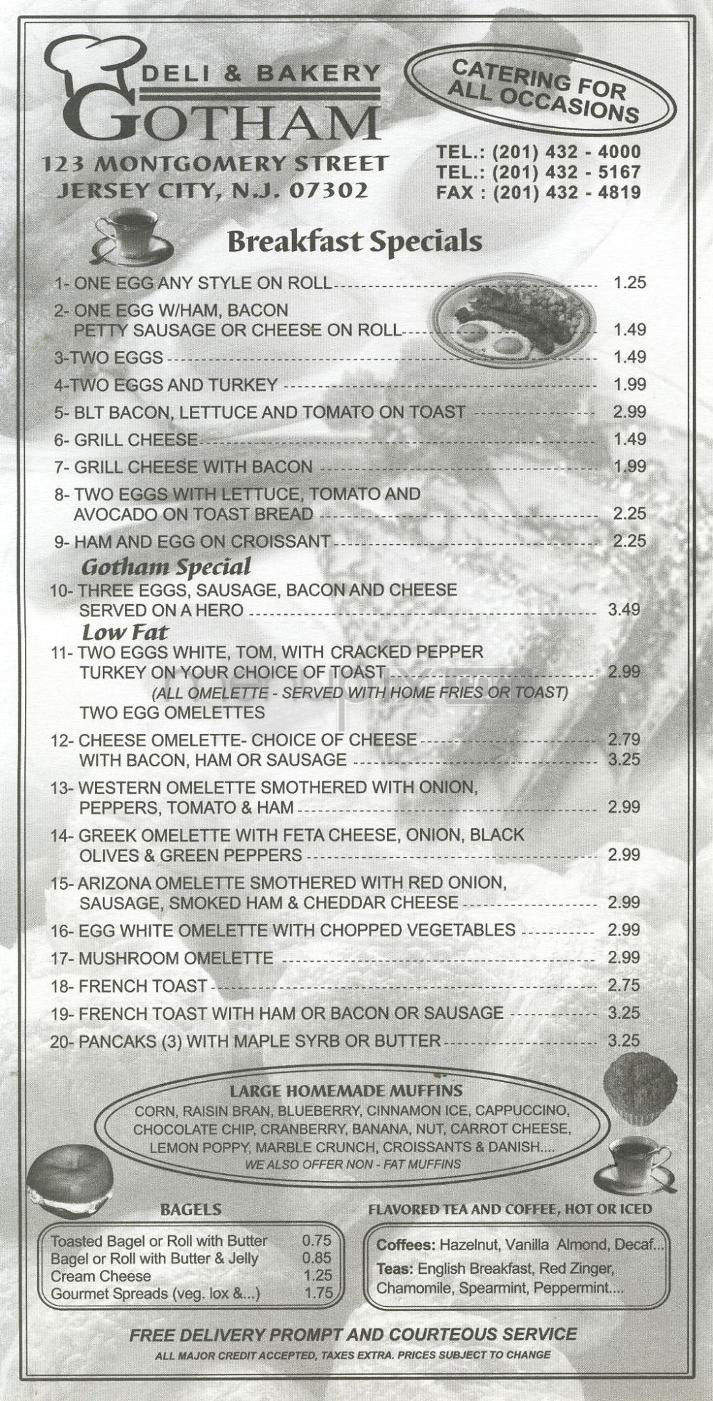 Gotham Deli - Jersey City, NJ menu_pic
