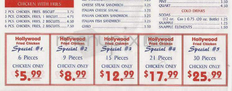 Hollywood Fried Chicken - Jersey City, NJ menu_pic