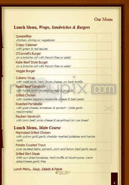 O'Connell's Restaurant - Jersey City, NJ menu_pic
