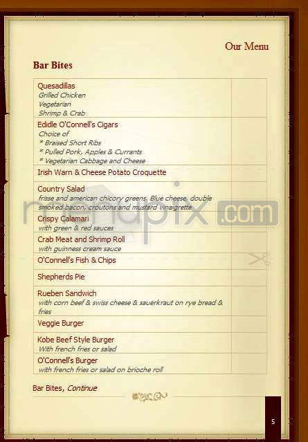 O'Connell's Restaurant - Jersey City, NJ menu_pic