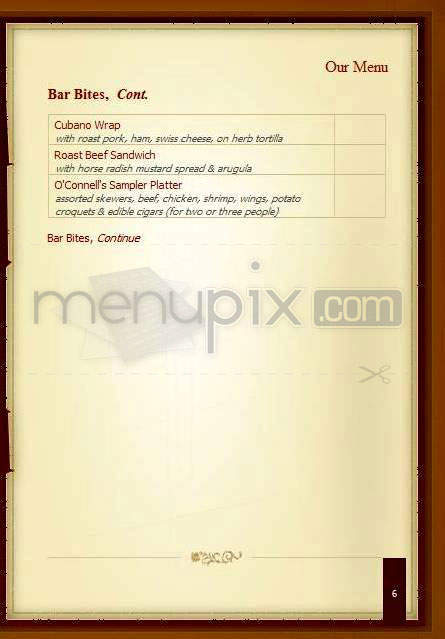O'Connell's Restaurant - Jersey City, NJ menu_pic