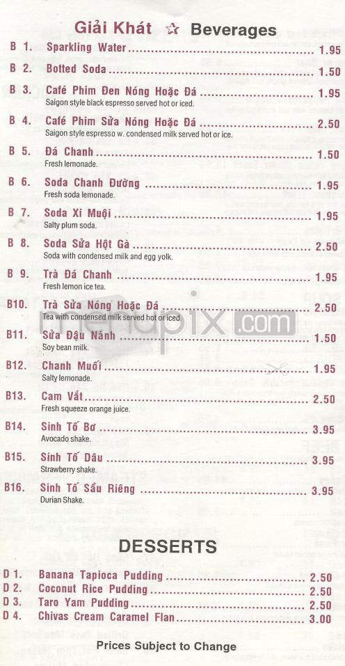Saigon Cafe - Duluth, MN menu_pic