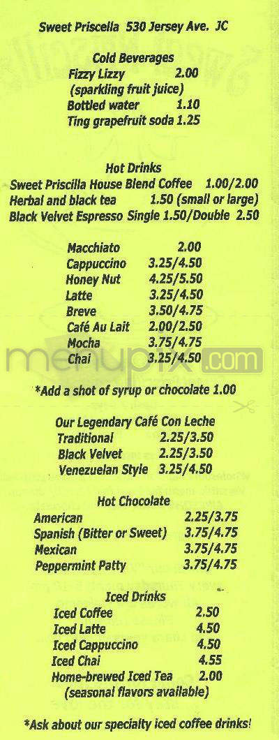Sweet Priscilla - Jersey City, NJ menu_pic