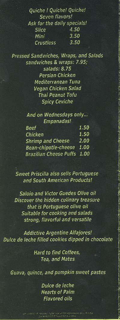 Sweet Priscilla - Jersey City, NJ menu_pic