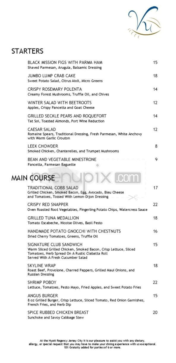 Vu Restaurant (Hyatt Regency) - Jersey City, NJ menu_pic