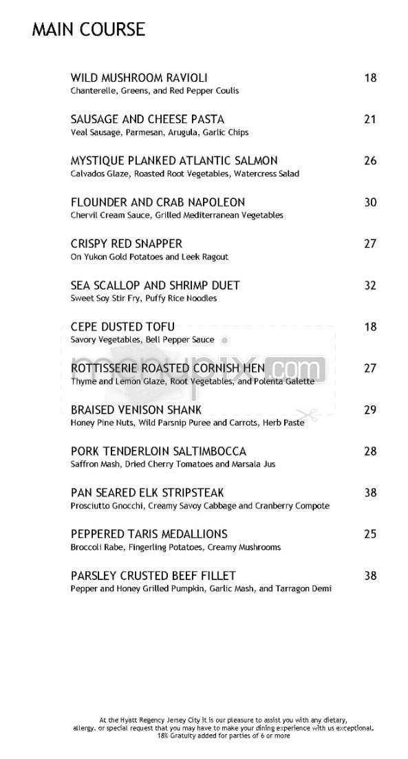 Vu Restaurant (Hyatt Regency) - Jersey City, NJ menu_pic