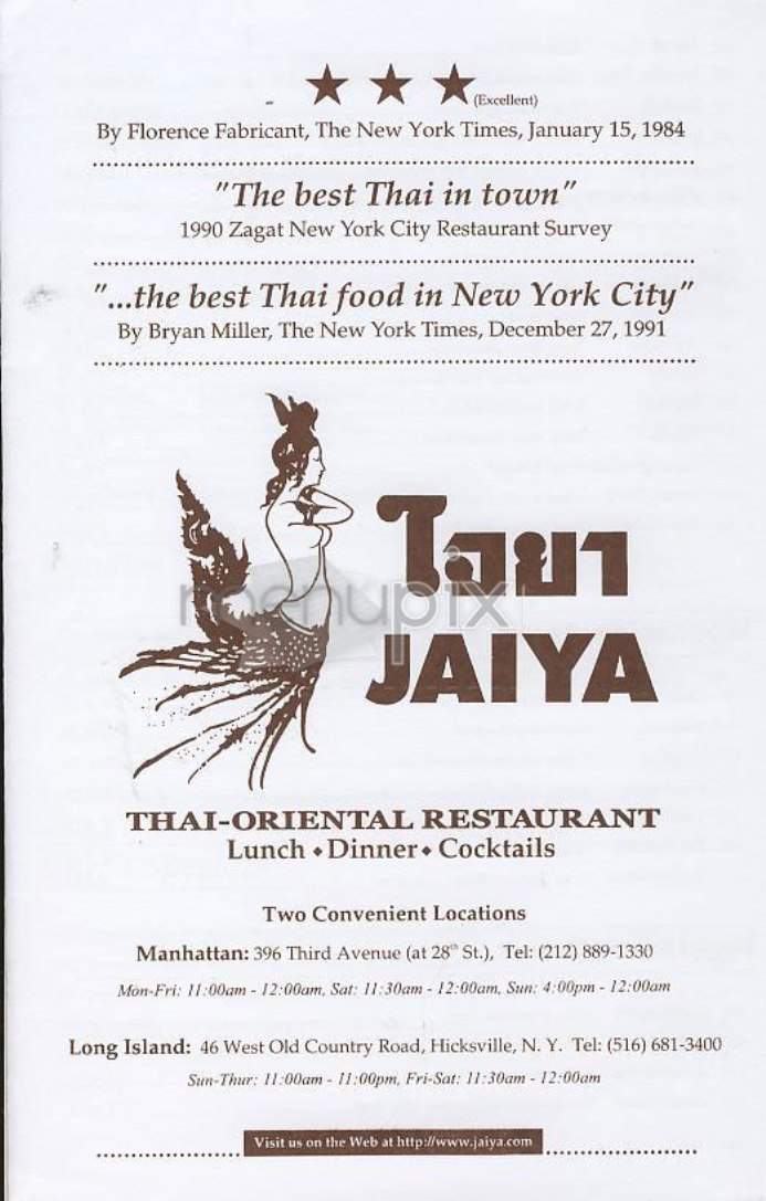Jaiya - New York, NY menu_pic