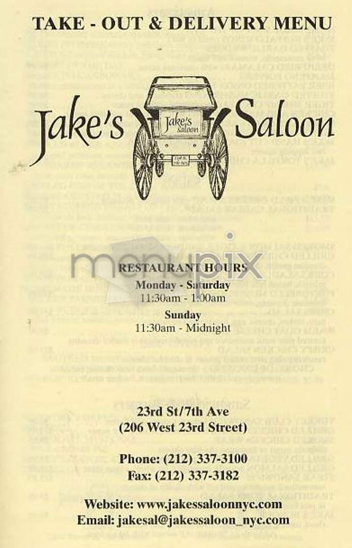 Jake's Saloon - New York, NY menu_pic