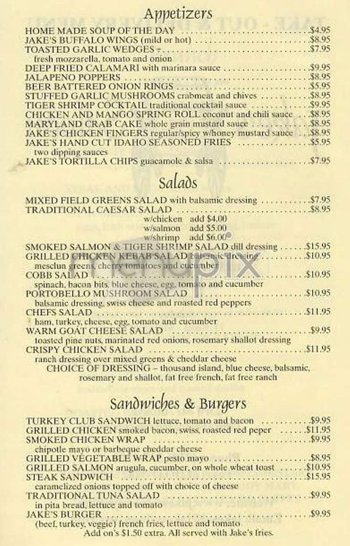 Jake's Saloon - New York, NY menu_pic