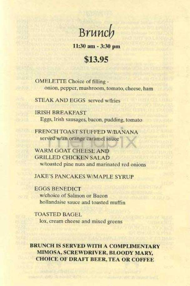 Jake's Saloon - New York, NY menu_pic
