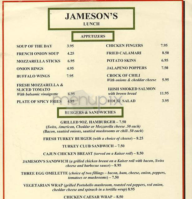Jameson's - New York, NY menu_pic