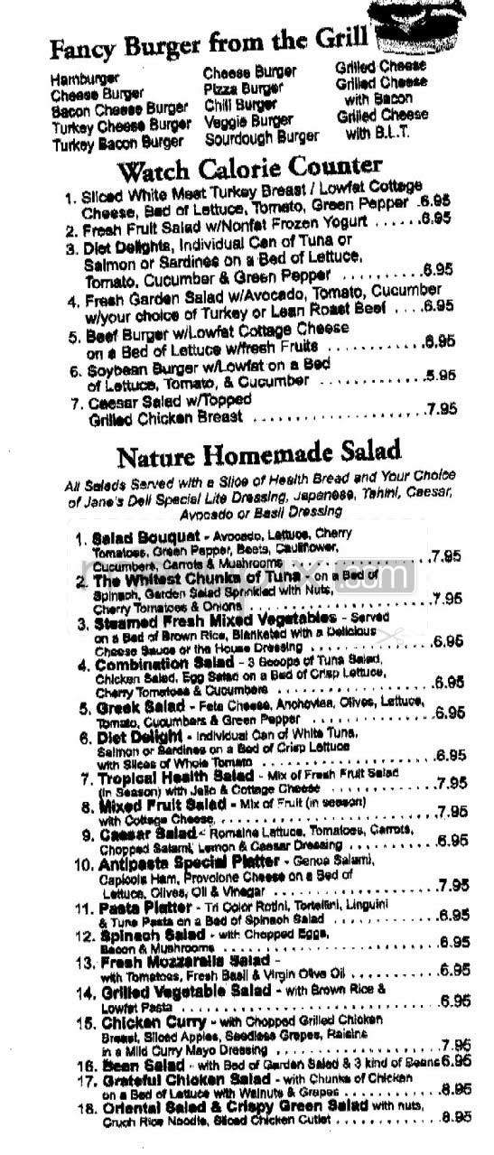 Jane's Deli - New York, NY menu_pic