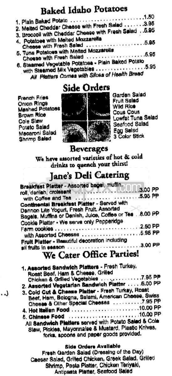 Jane's Deli - New York, NY menu_pic