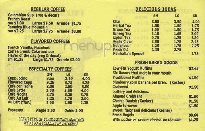 Java Stop - New York, NY menu_pic