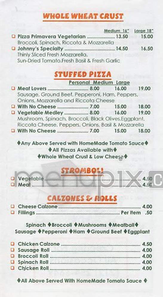 Johnny's Pizza - Southington, CT menu_pic