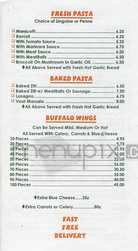 Johnny's Pizza - Southington, CT menu_pic