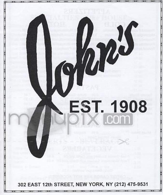 John's - New York, NY menu_pic