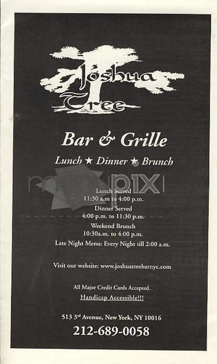 Joshua Tree - New York, NY menu_pic
