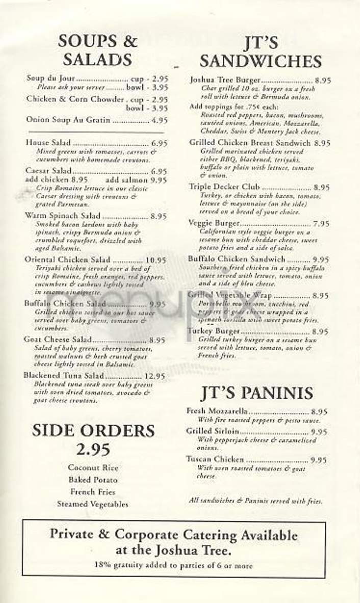 Joshua Tree - New York, NY menu_pic
