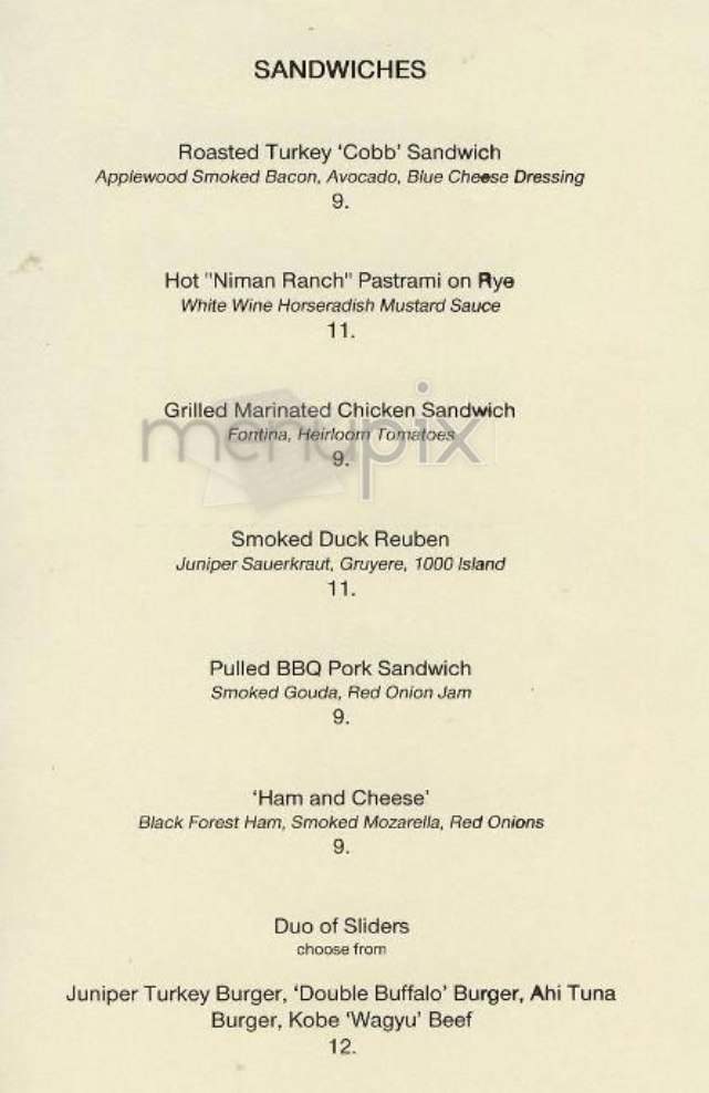 The Juniper Suite - New York, NY menu_pic