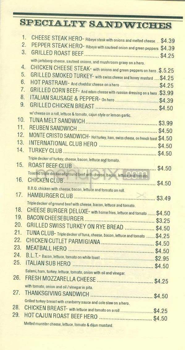 K & H Deli - New York, NY menu_pic