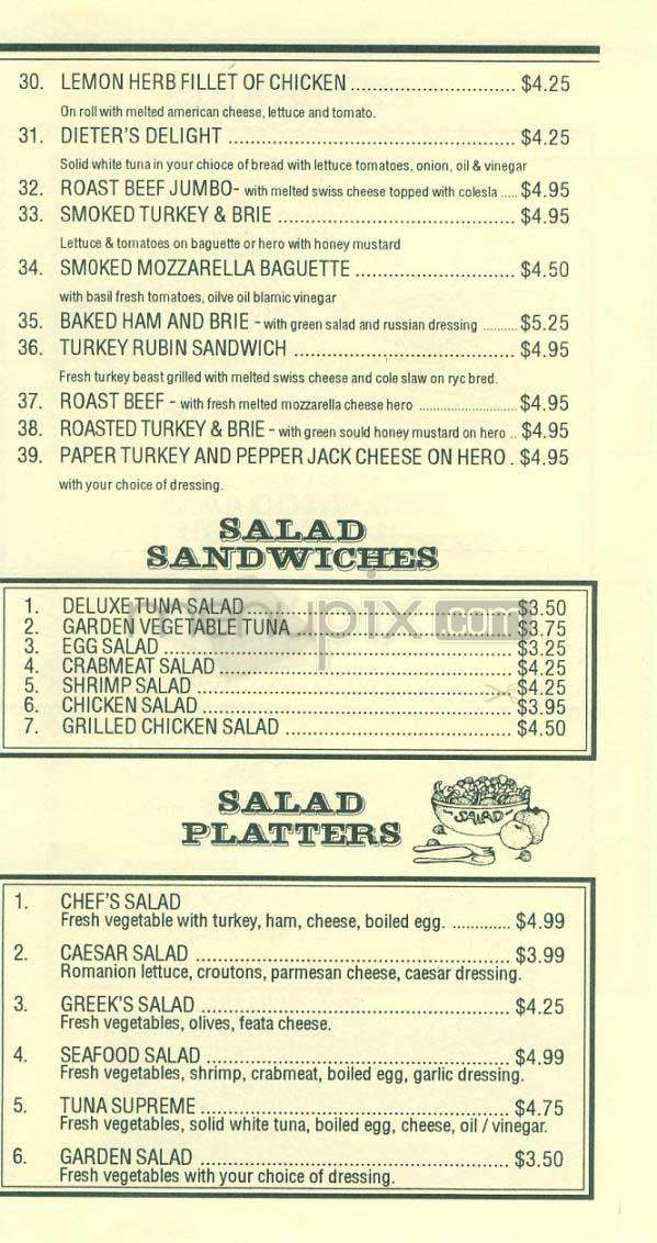 K & H Deli - New York, NY menu_pic