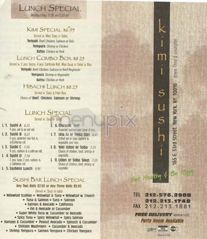 Kimi Sushi - New York, NY menu_pic