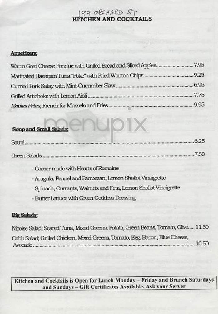 Kitchen & Cocktails - New York, NY menu_pic