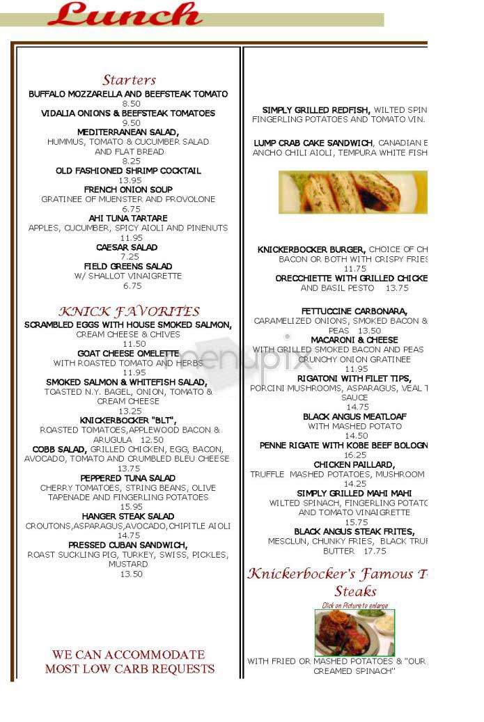 Knickerbocker - New York, NY menu_pic