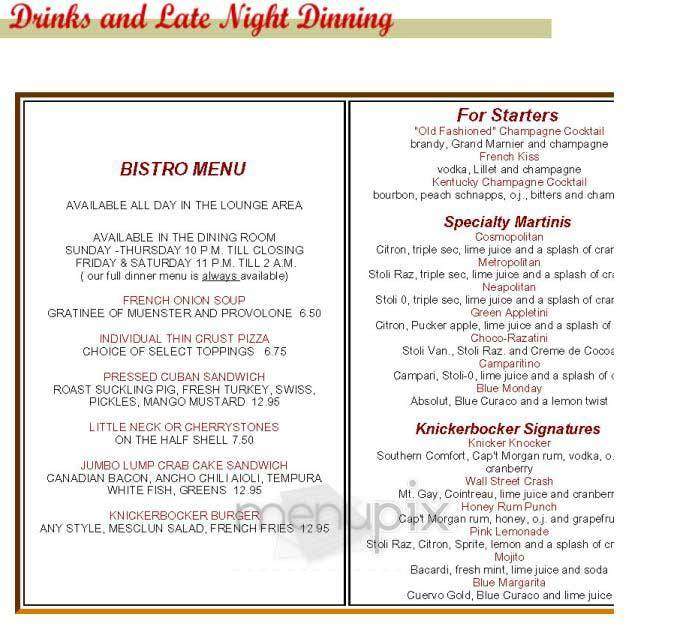 Knickerbocker - New York, NY menu_pic
