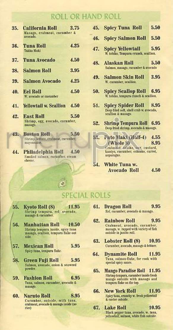 Kyoto Sushi - New York, NY menu_pic