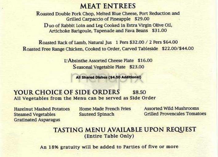 L'Absinthe - New York, NY menu_pic