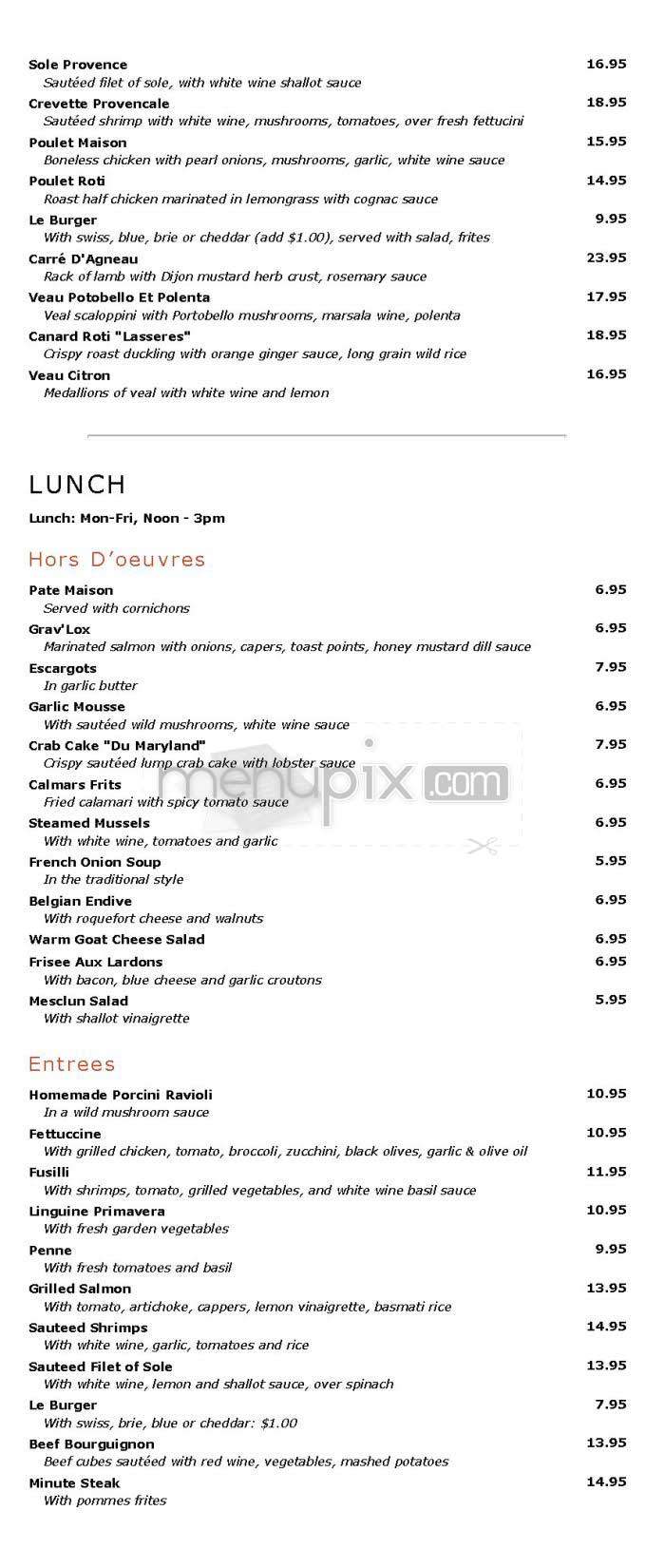 La Belle Vie - New York, NY menu_pic