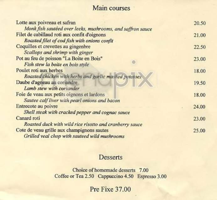La Boite en Bois - New York, NY menu_pic