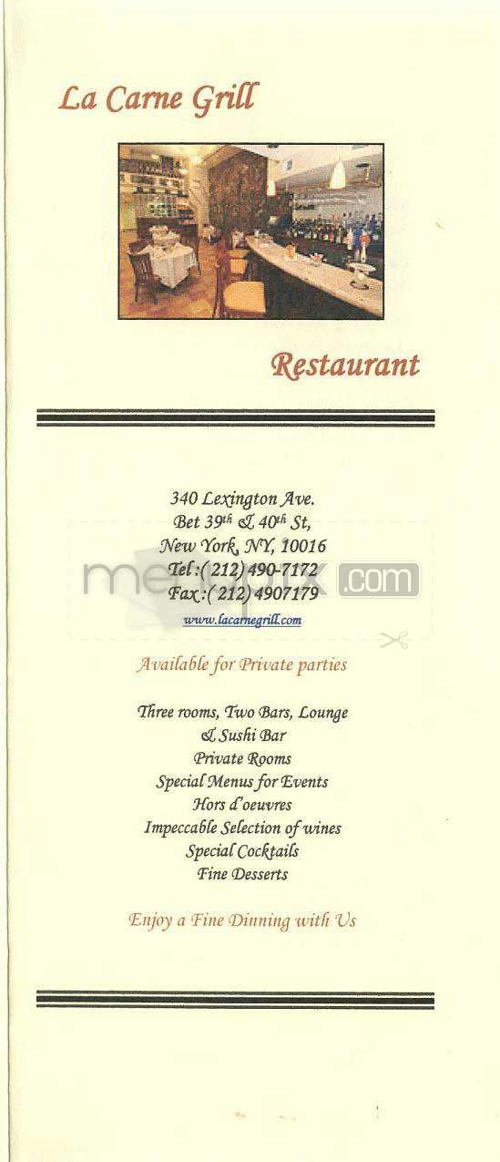 La Carne Gril - New York, NY menu_pic