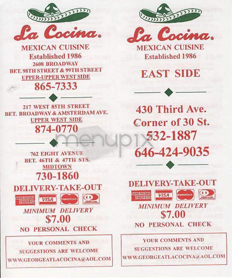 La Cocina - New York, NY menu_pic