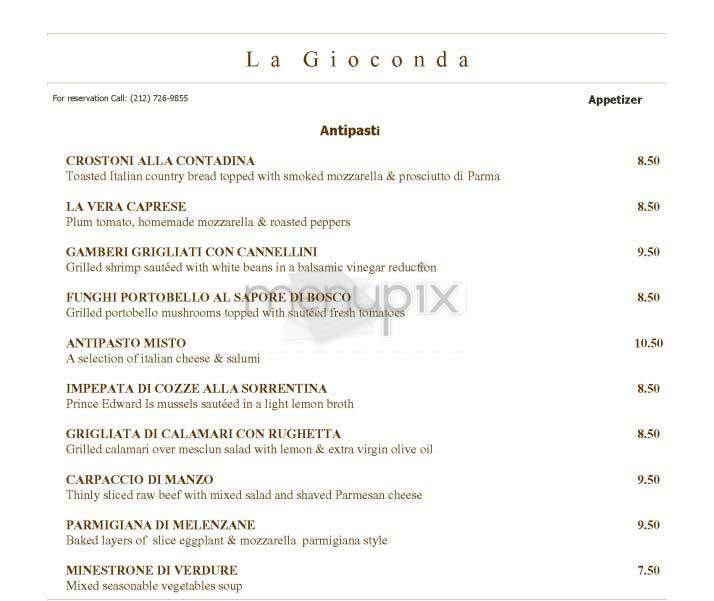 La Gioconda - New York, NY menu_pic