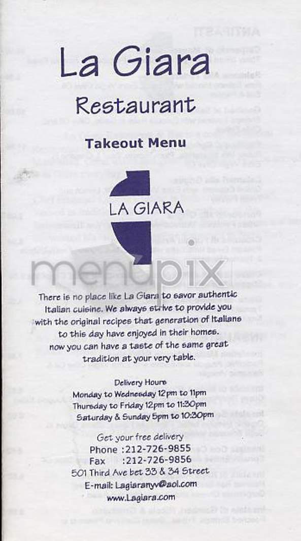 La Giara - New York, NY menu_pic