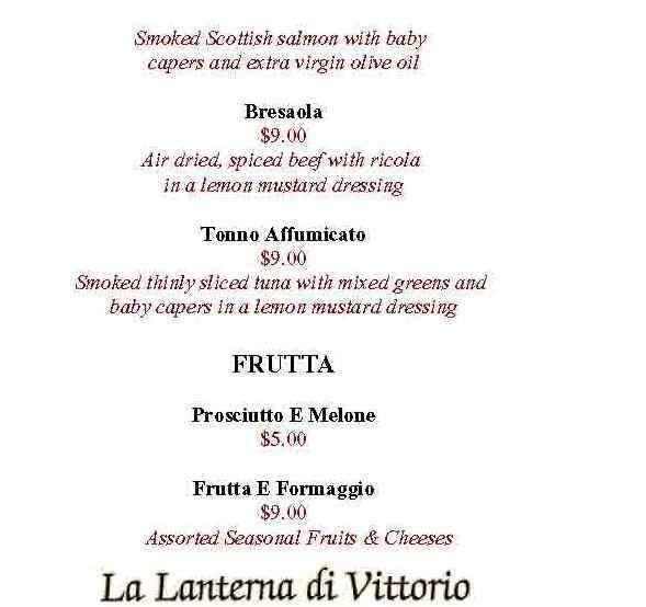 La Lanterna Caffe - New York, NY menu_pic
