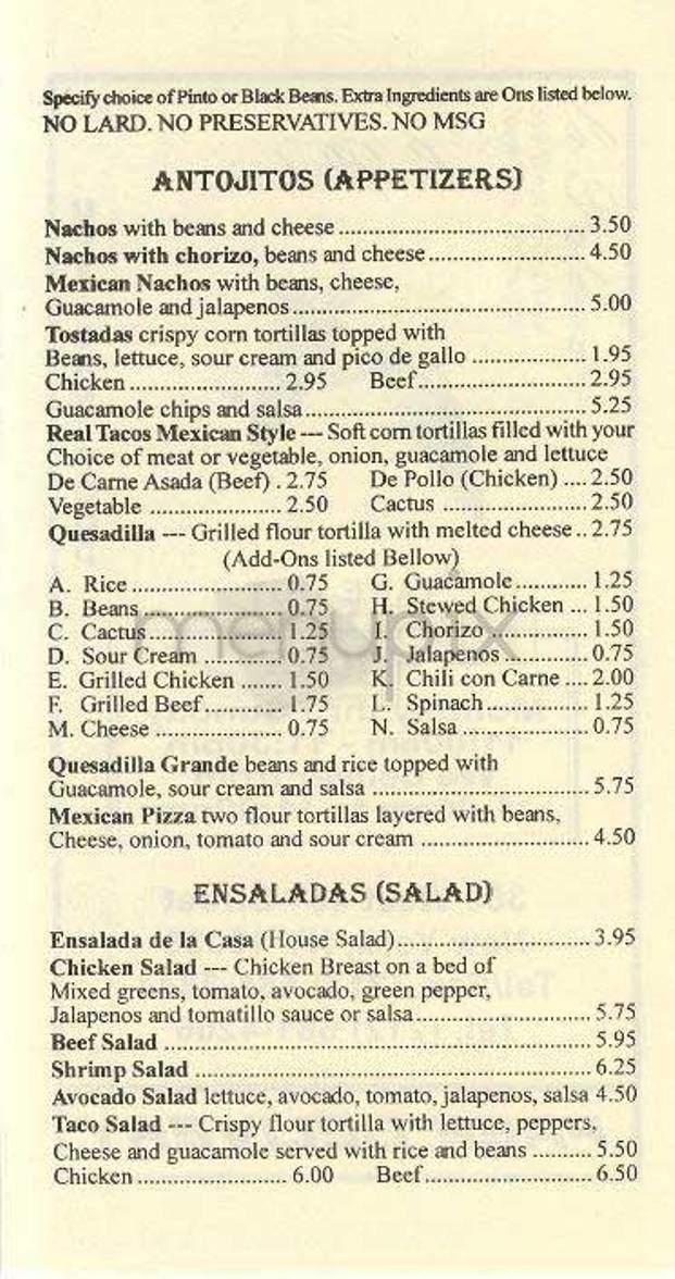 La Paloma - New York, NY menu_pic