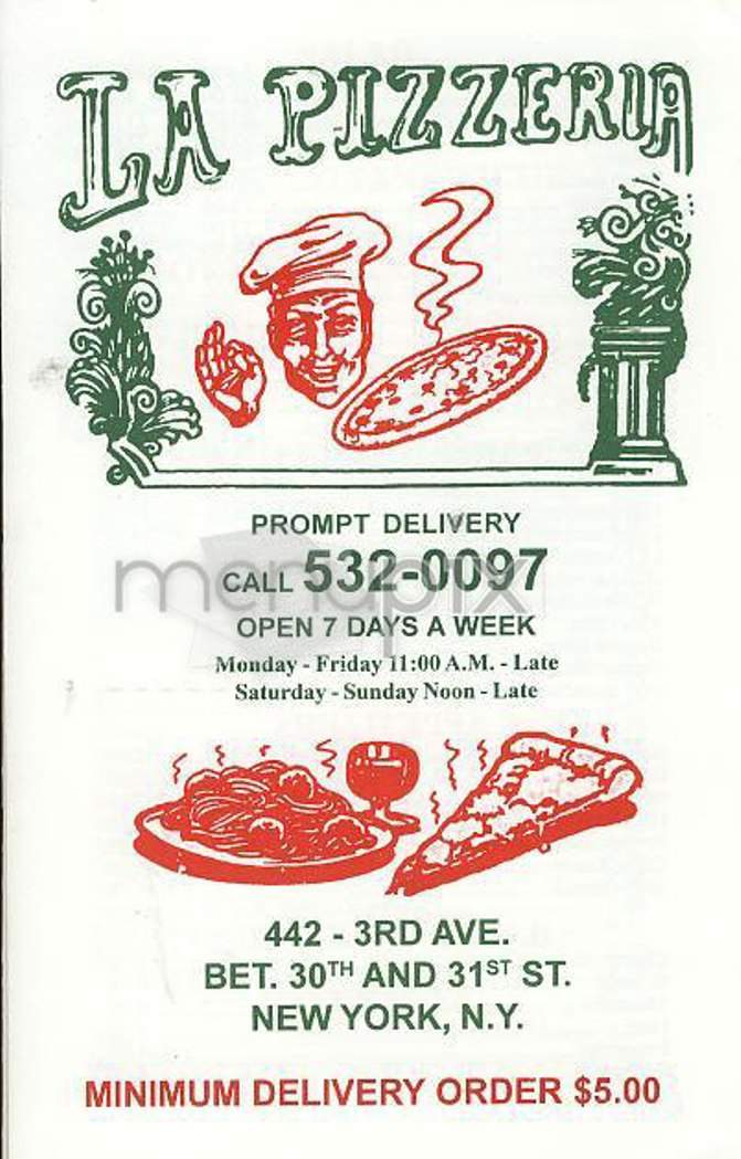 La Pizzeria - New York, NY menu_pic